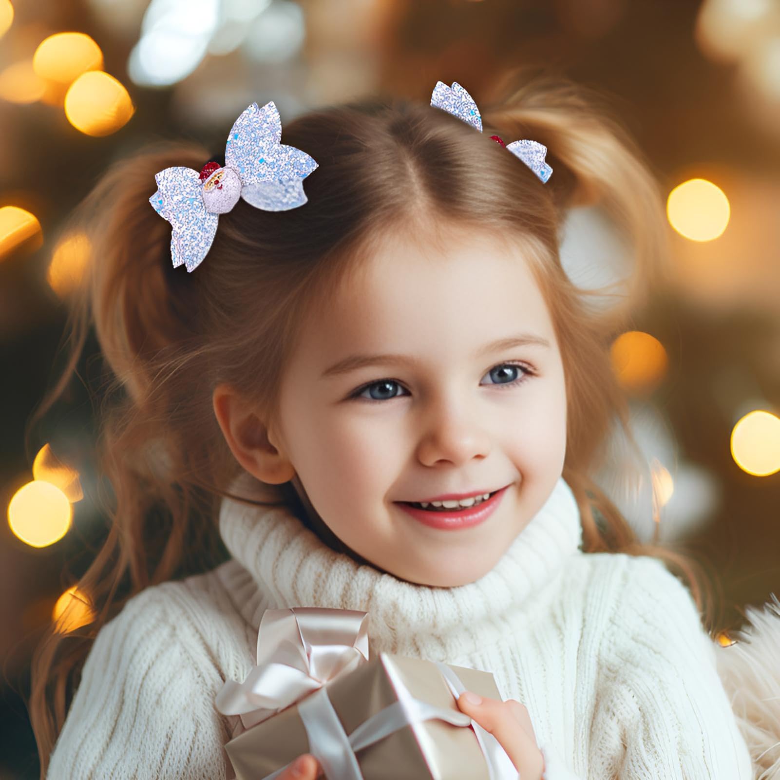 Winthrop alligator clip Christmas bow hairclip provides secure wear.