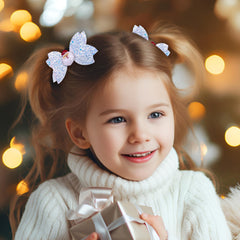 Winthrop alligator clip Christmas bow hairclip provides secure wear.
