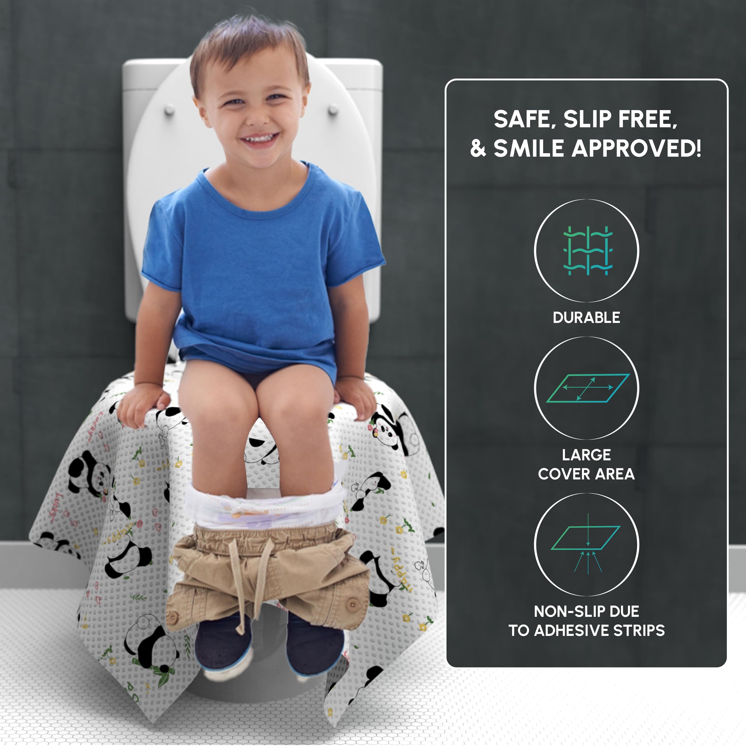 WIPEOUTX non-slip toilet seat cover stays in place during use.