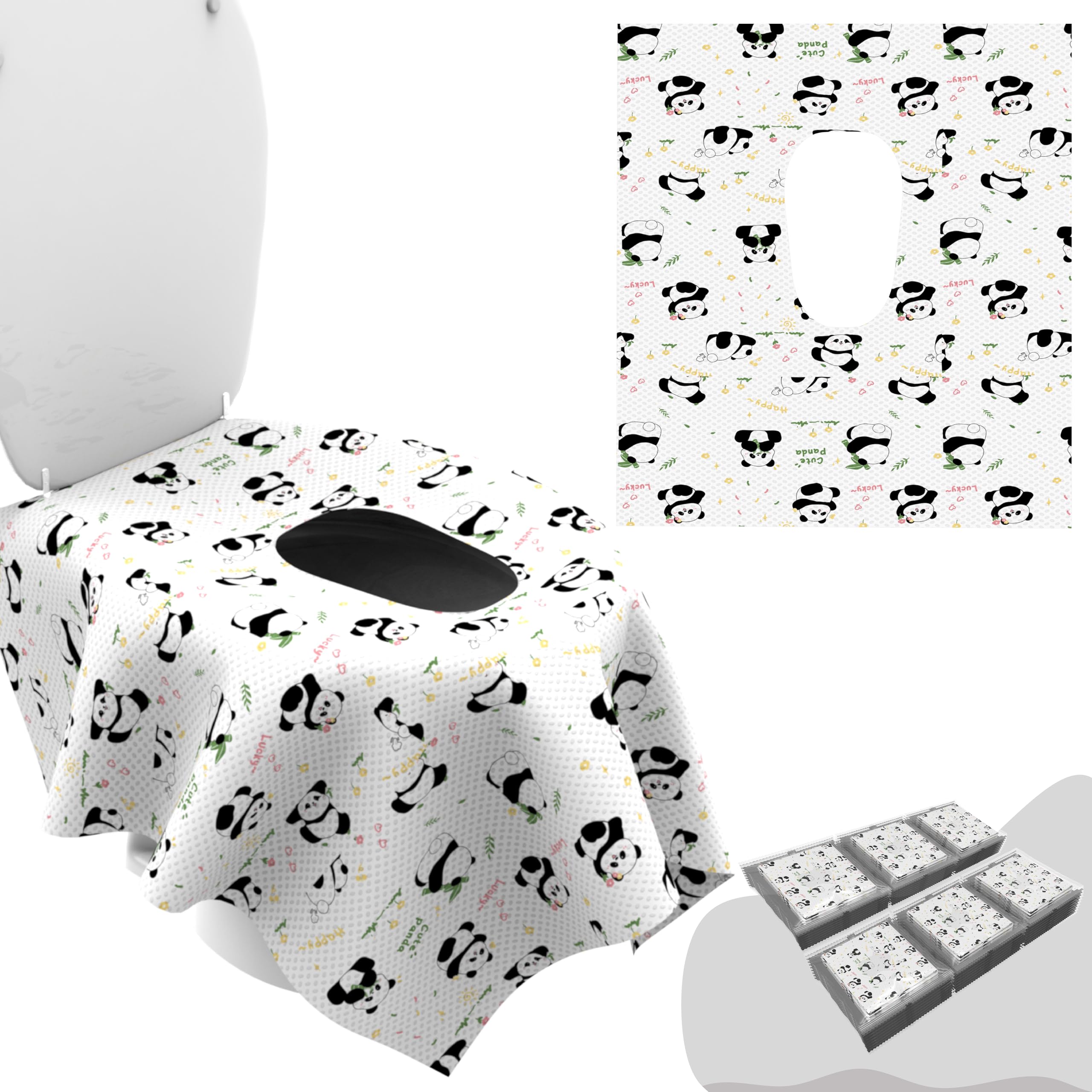 WIPEOUTX panda-print toilet seat covers packaging for travel and on-the-go use.