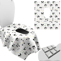 WIPEOUTX panda-print toilet seat covers packaging for travel and on-the-go use.