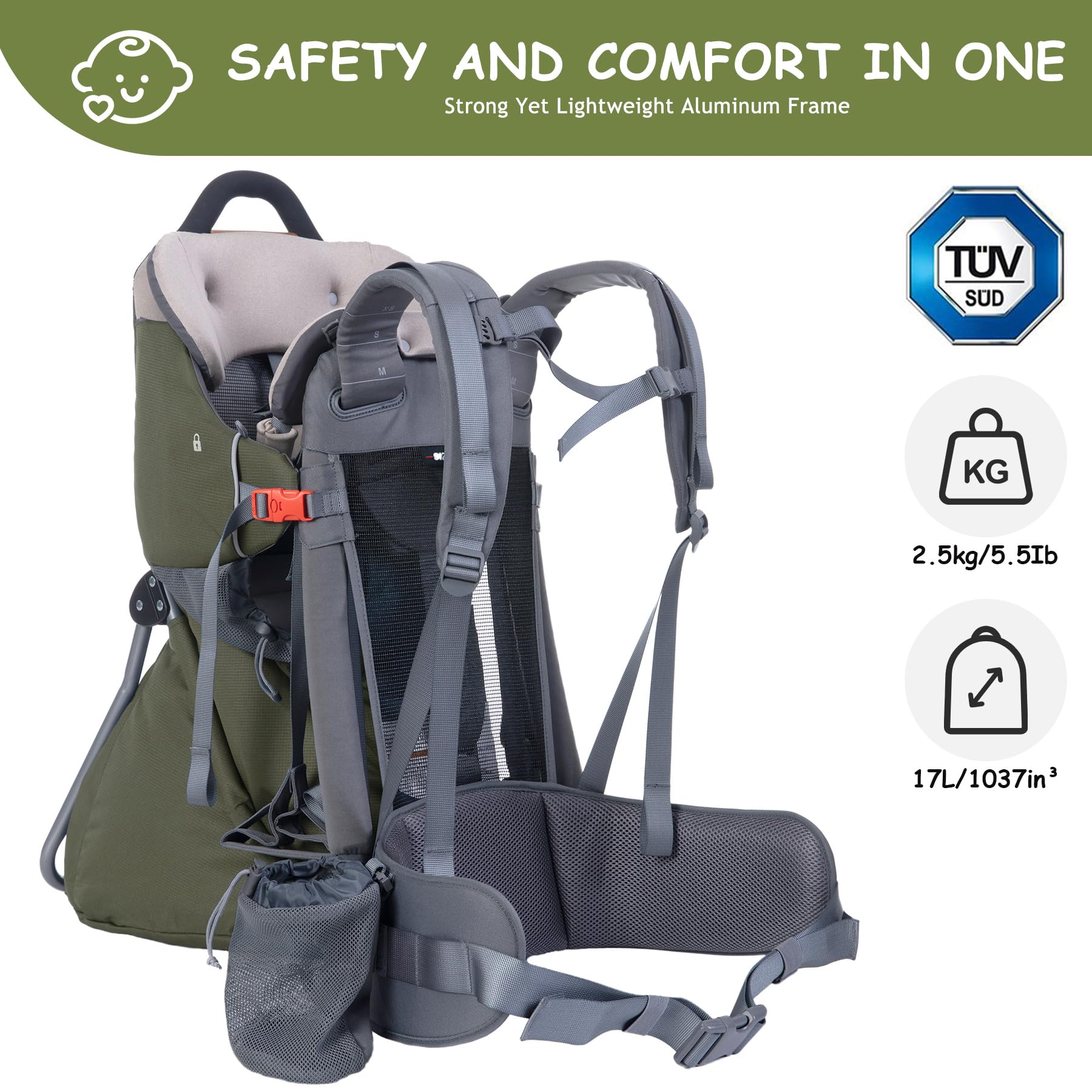 WIPHA carrier with canopy provides shade during hikes