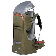 WIPHA baby backpack carrier with sun canopy protecting baby from sun during outdoor hikes.