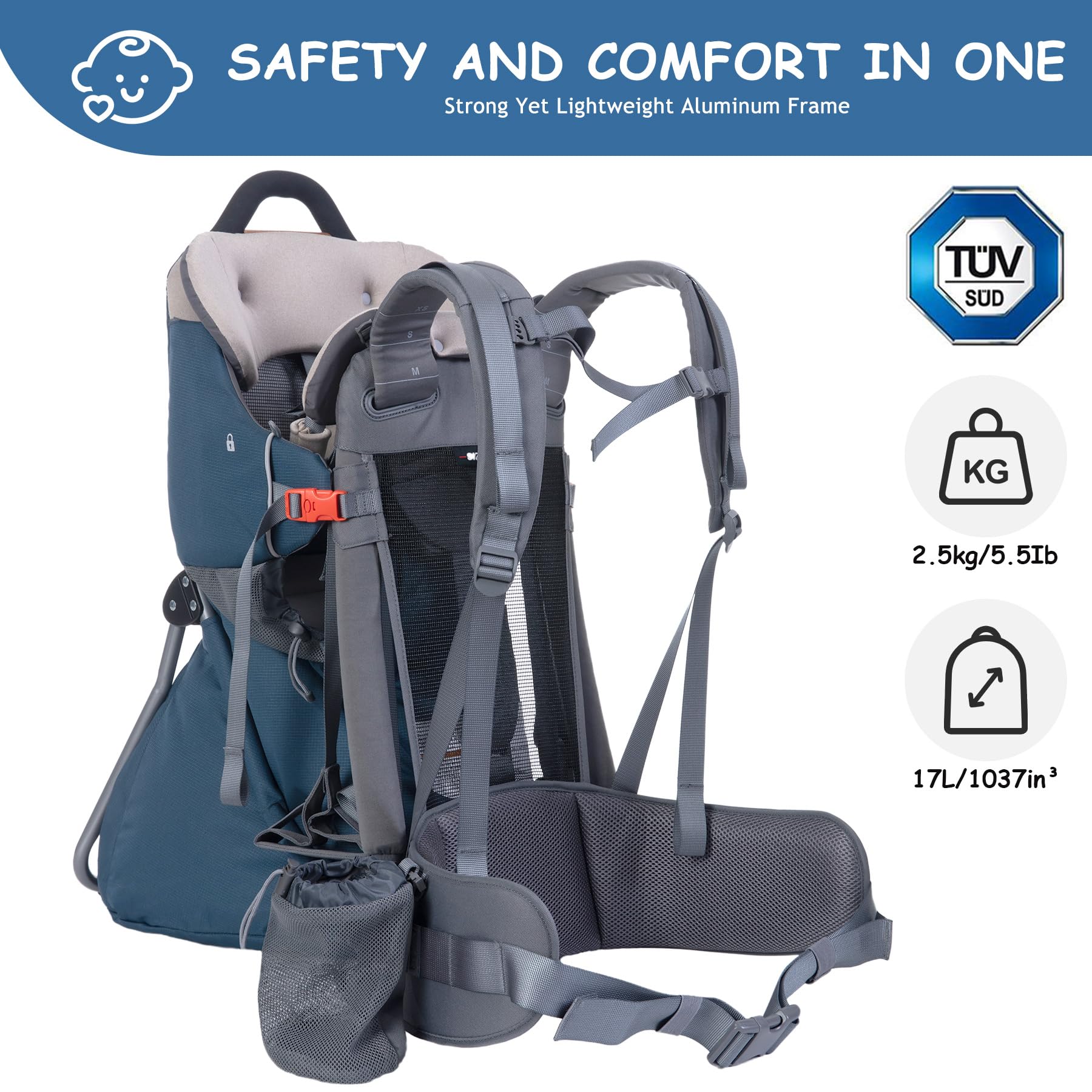 WIPHA baby carrier back ventilation design keeps you cool during warm hikes