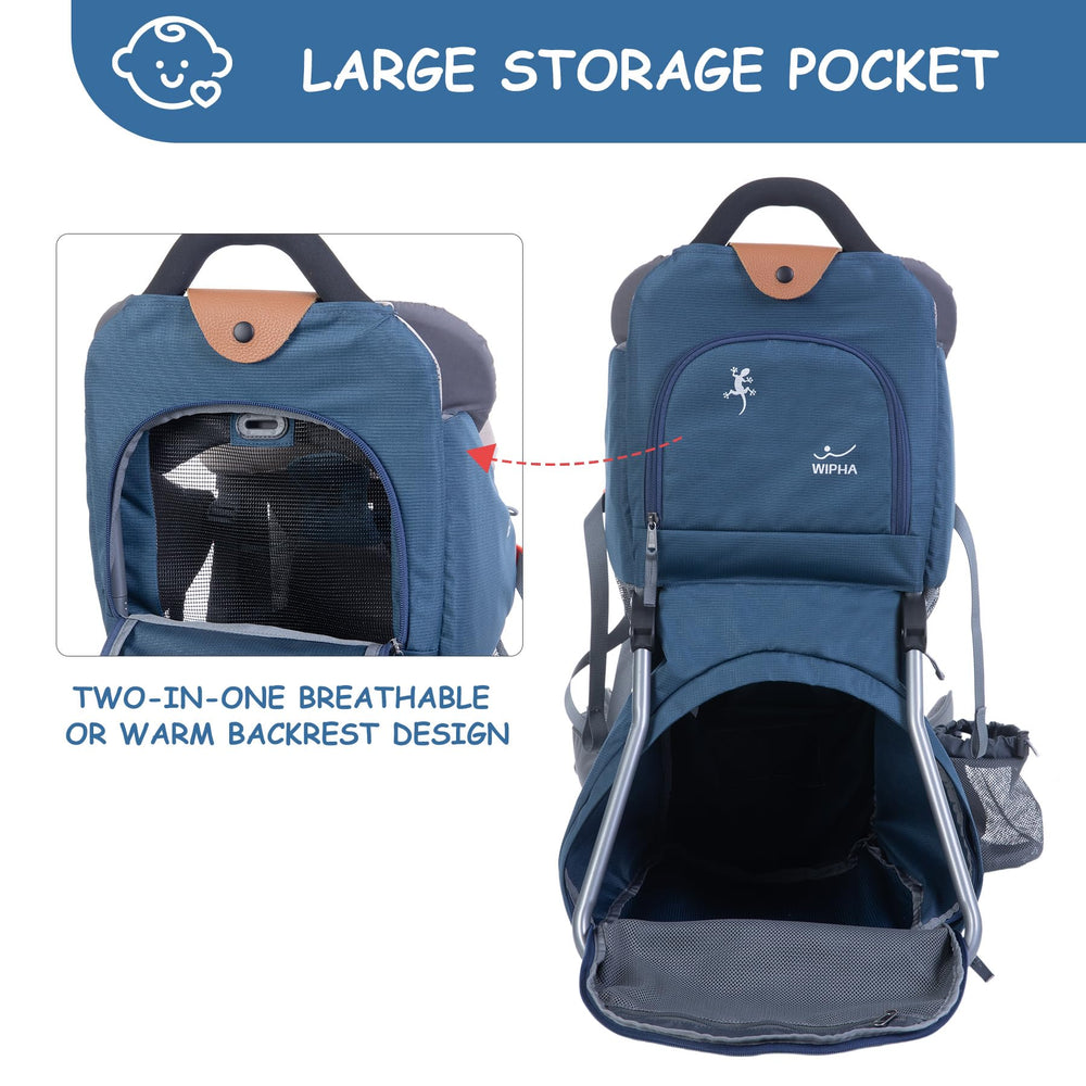 WIPHA backrest breathability on the child carrier promotes comfortable airflow