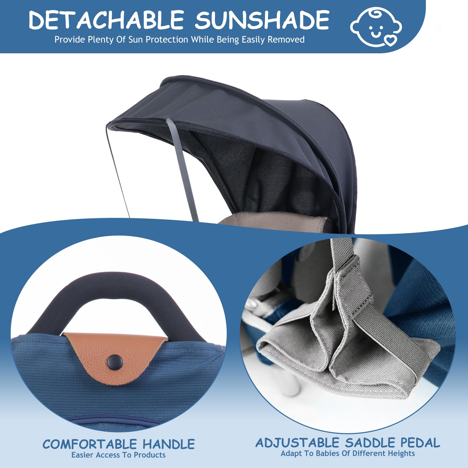 WIPHA detachable canopy protects your child from sun and wind