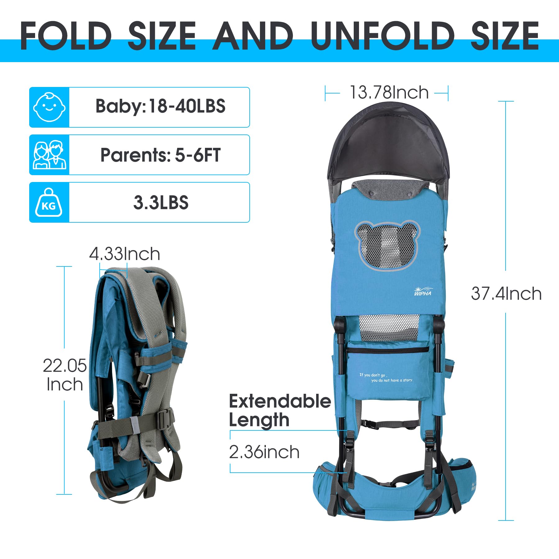 WIPHA hiking backpack carrier breathable backrest keeps both comfortable.