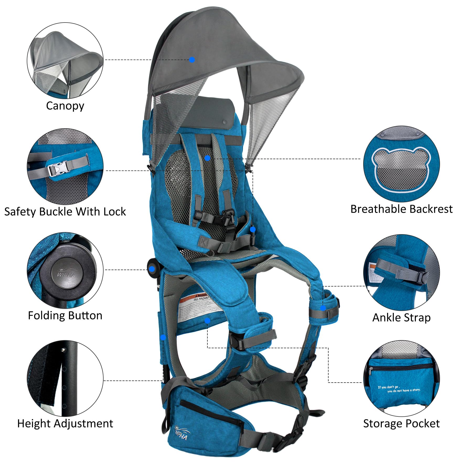 WIPHA hiking backpack carrier foldable frame stores compactly after hikes.