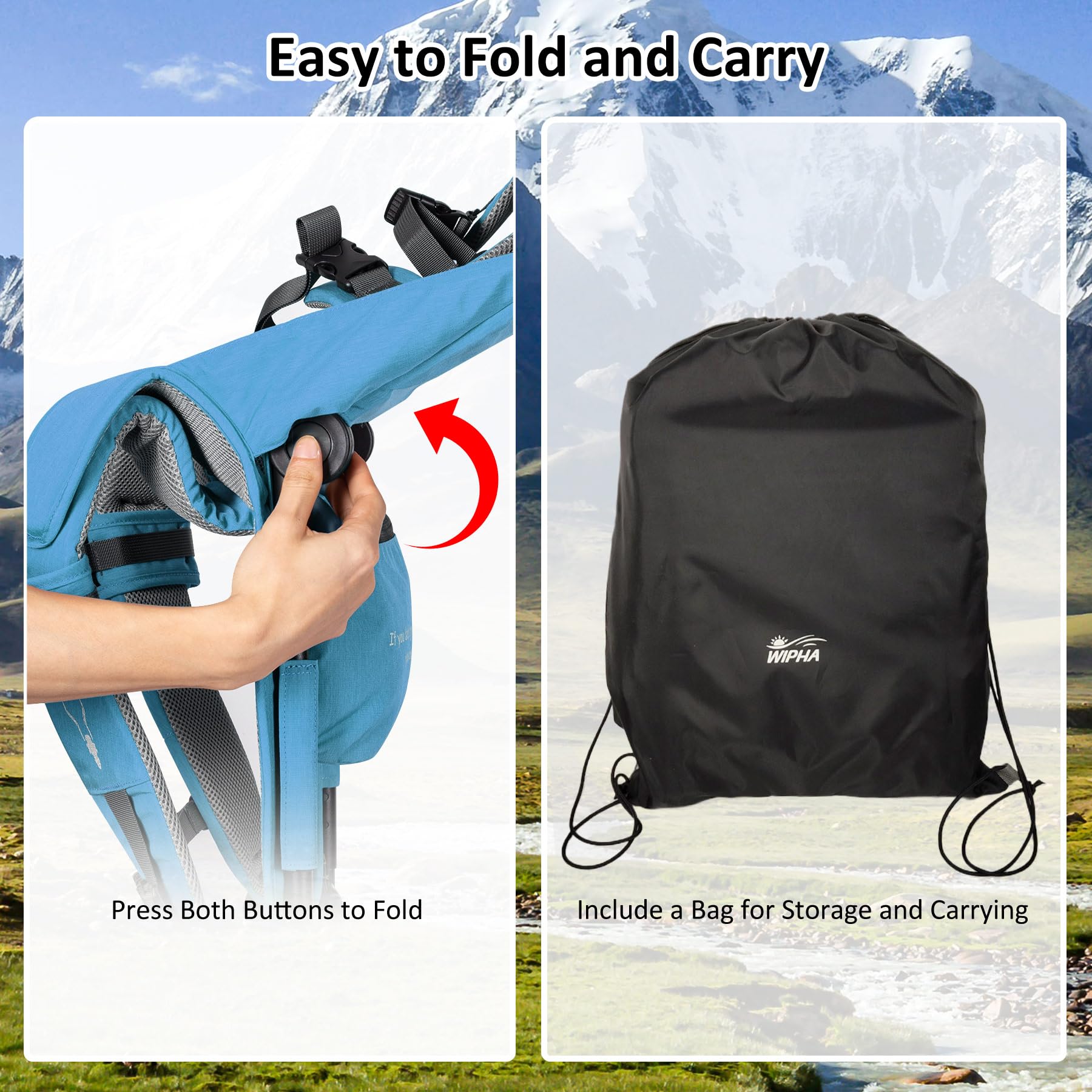 WIPHA hiking backpack carrier lightweight aluminum design eases long walks.