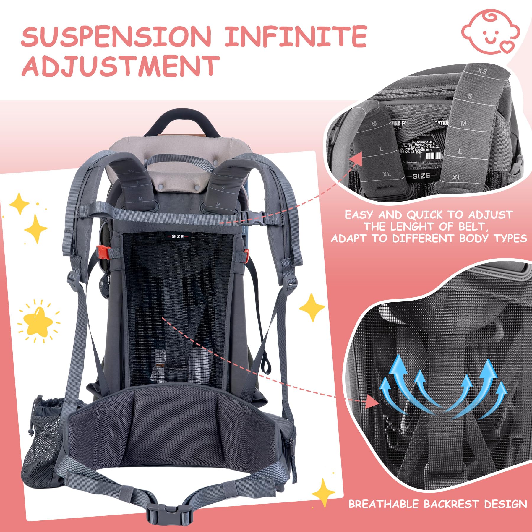 WIPHA safety belt system secures the baby during outings.