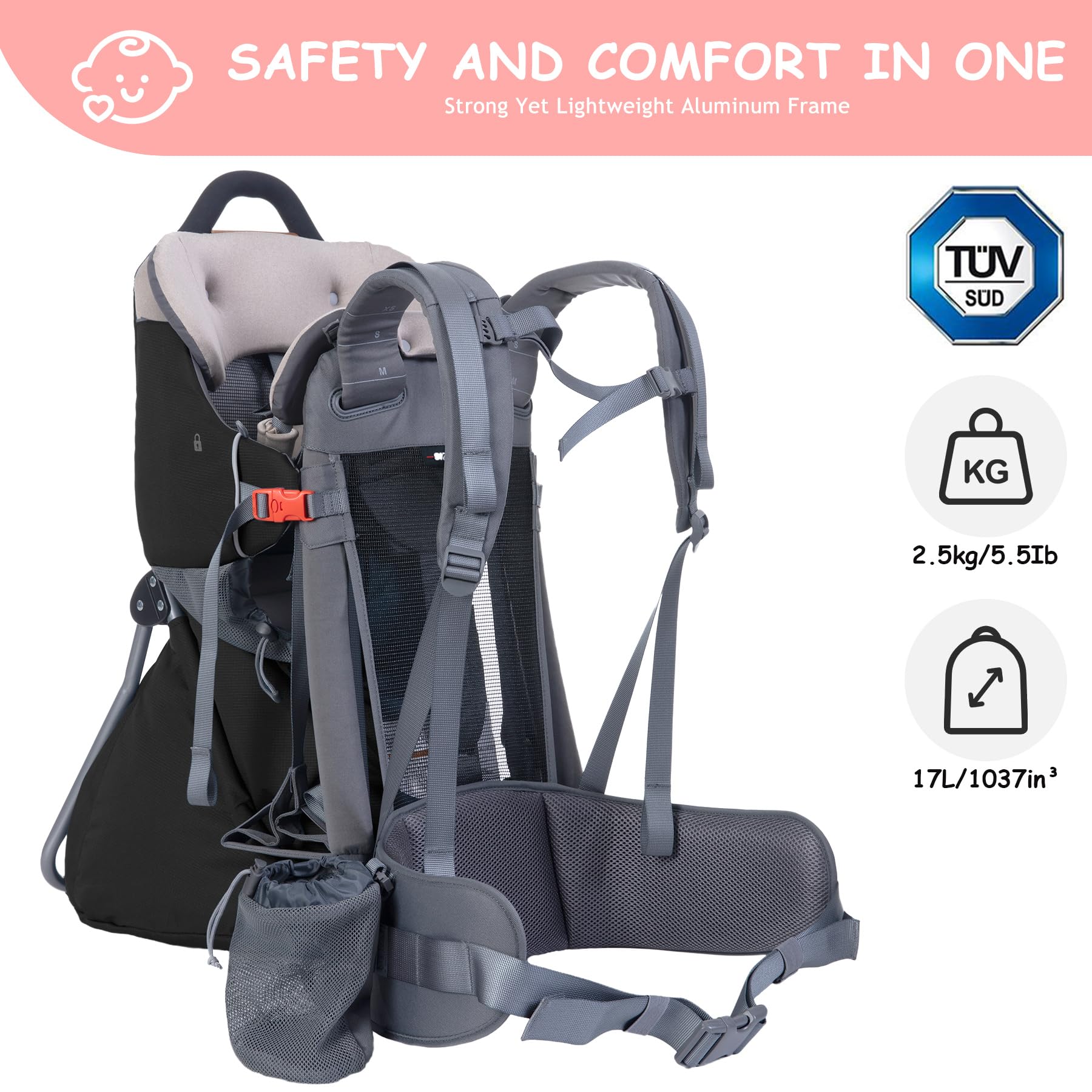 WIPHA toddler carrier with canopy used in park for sun protection.