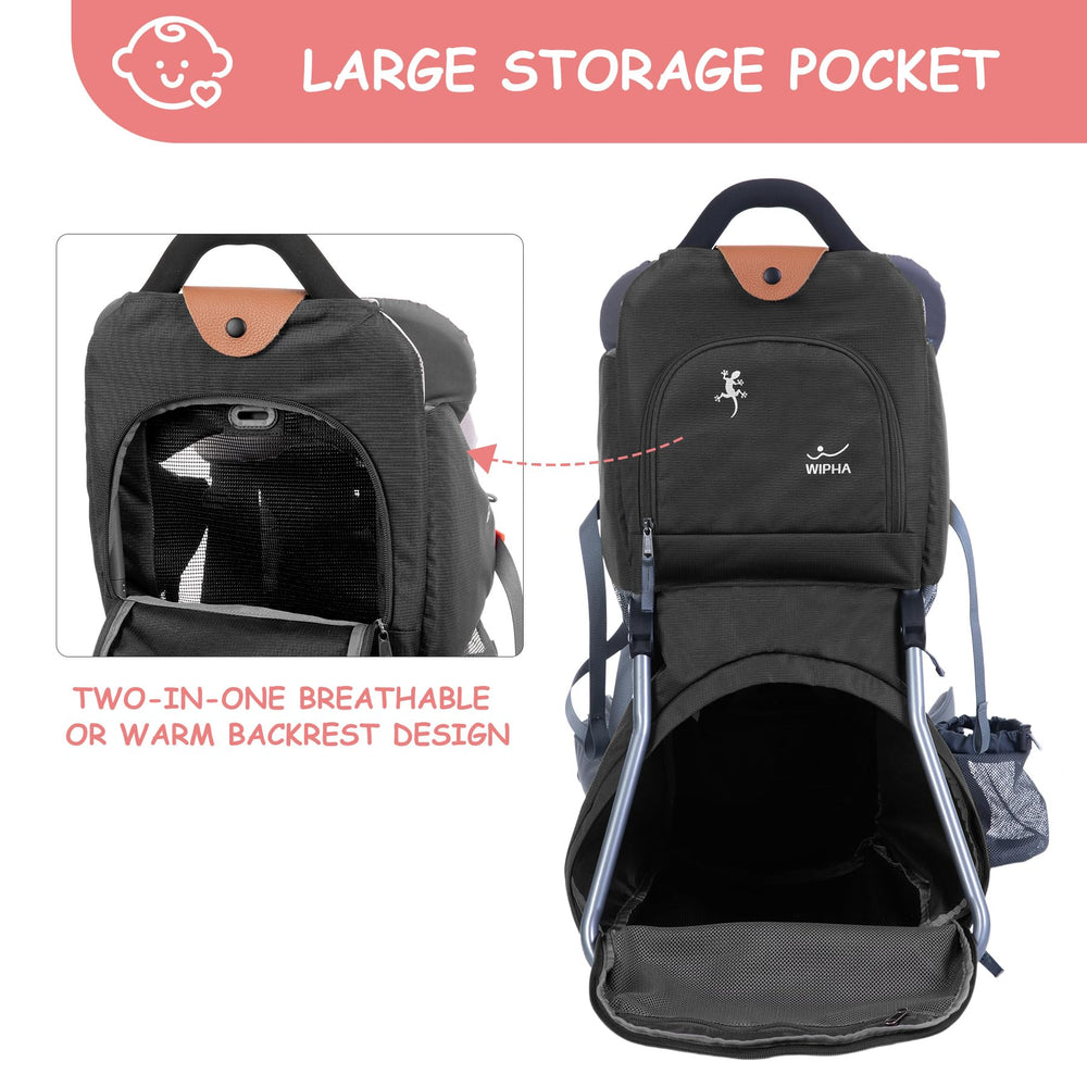 WIPHA wide padded waist belt reduces shoulder strain.