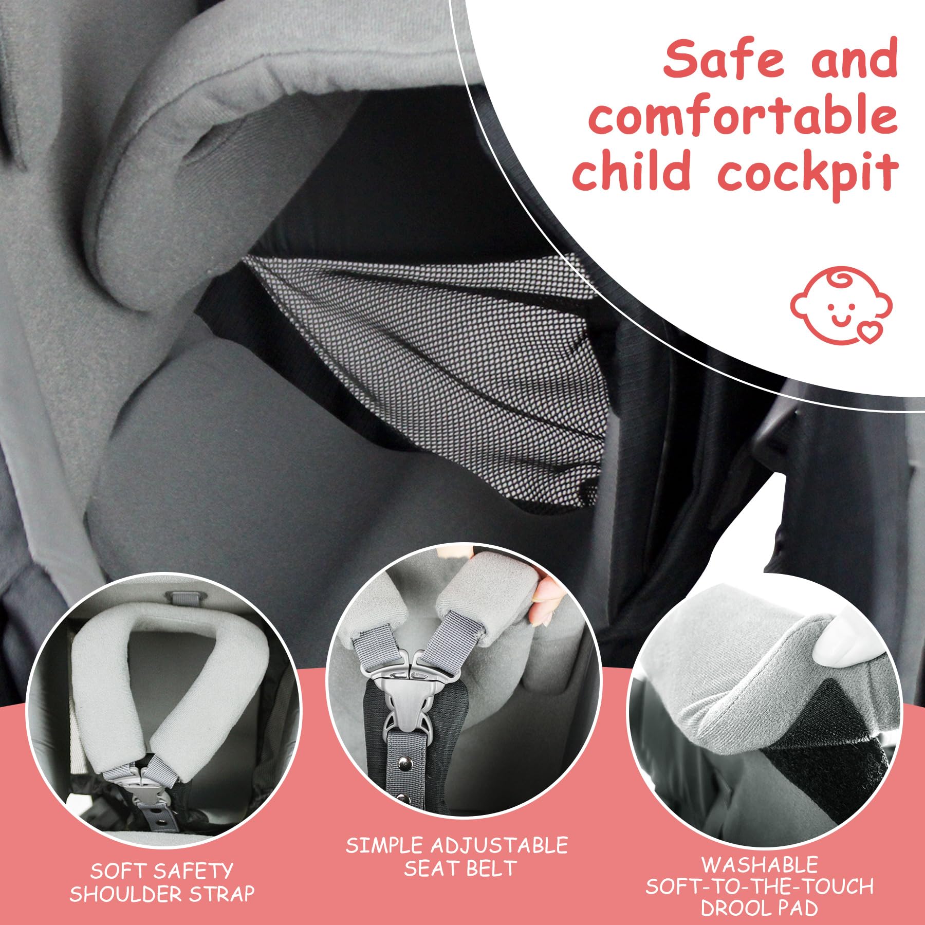 WIPHA zippered child backrest mesh for ventilation.