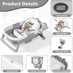 wiqins baby bath with real-time thermometer for safe bathing