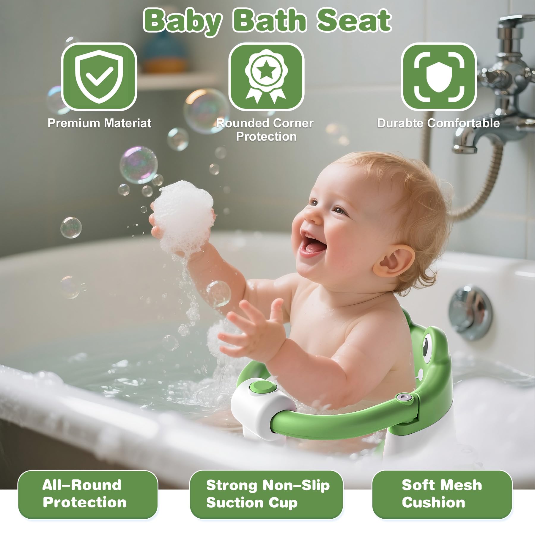 wiqins frog-shaped seat adds playful charm while keeping bath time secure