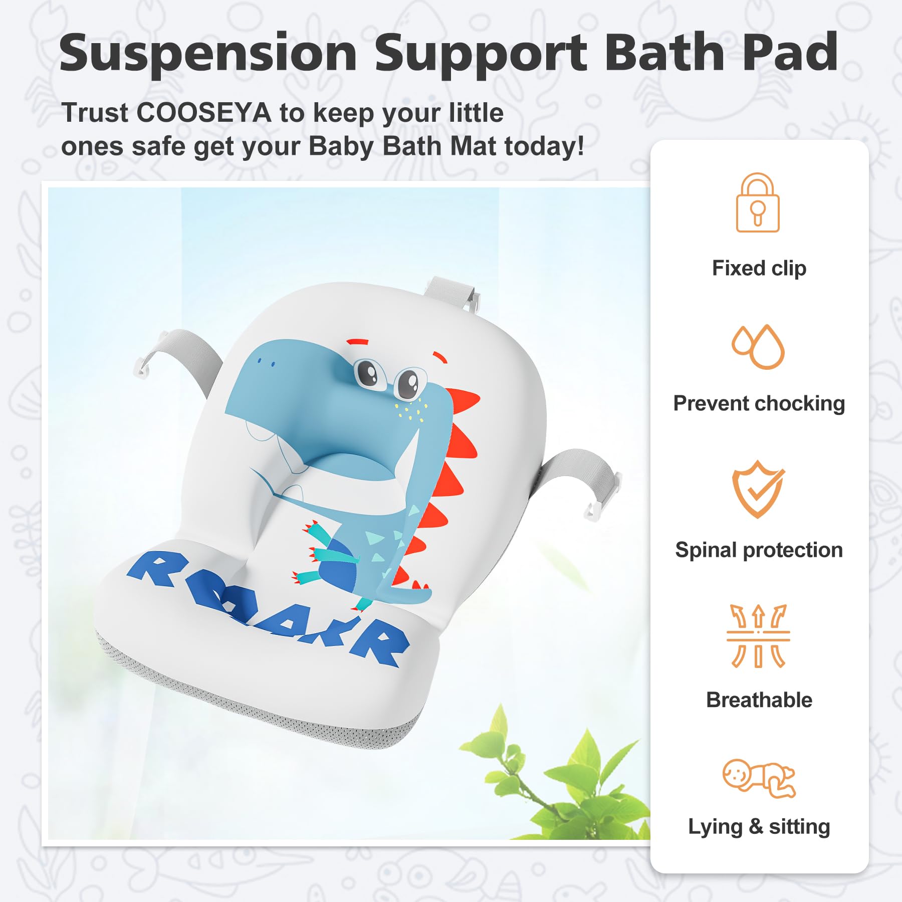 wiqins dinosaur cushion provides playful support during baths