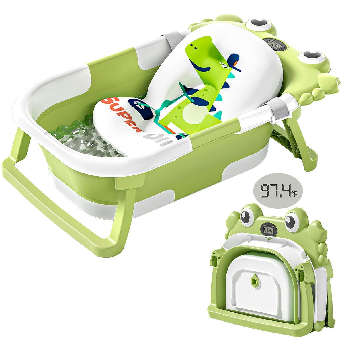 wiqins collapsible baby bathtub folded for compact storage and travel convenience
