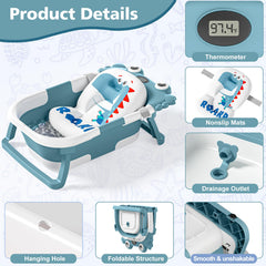 wiqins collapsible baby bathtub real-time thermometer for safe bath temperatures