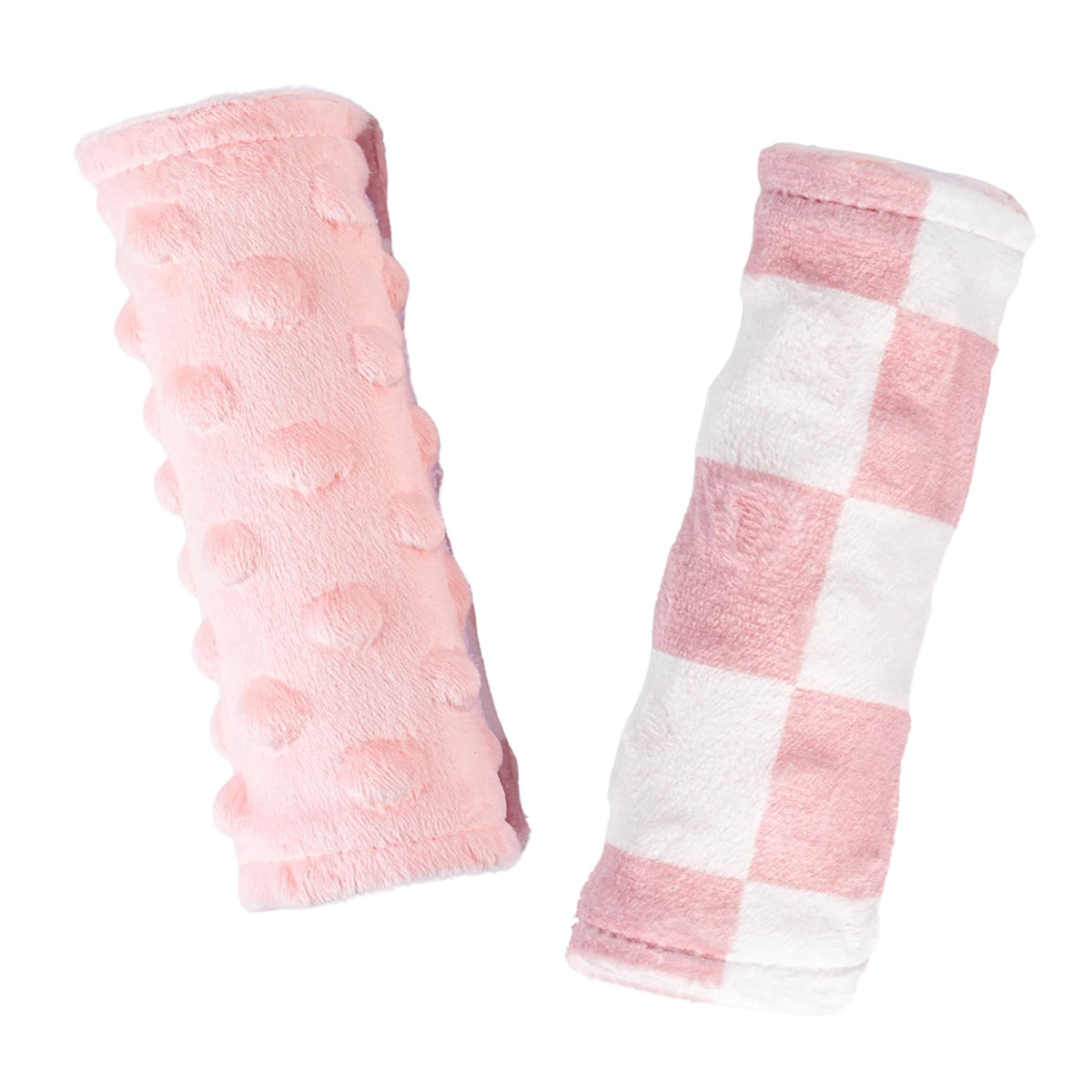 Wirein carseat strap pad pink checkered closeup prevents chafing