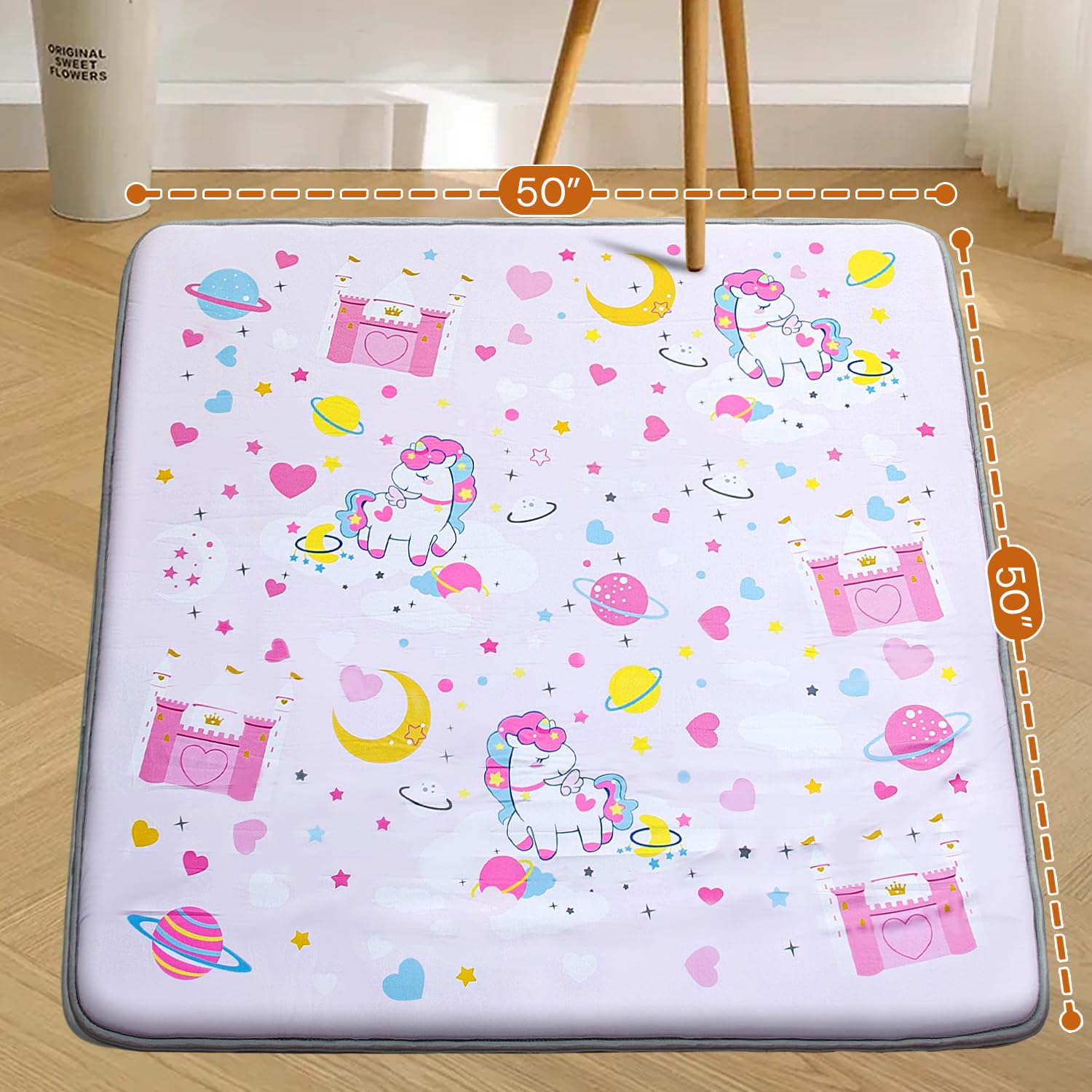 Wirhao Baby Play Mat thick foam close-up showing cushioning