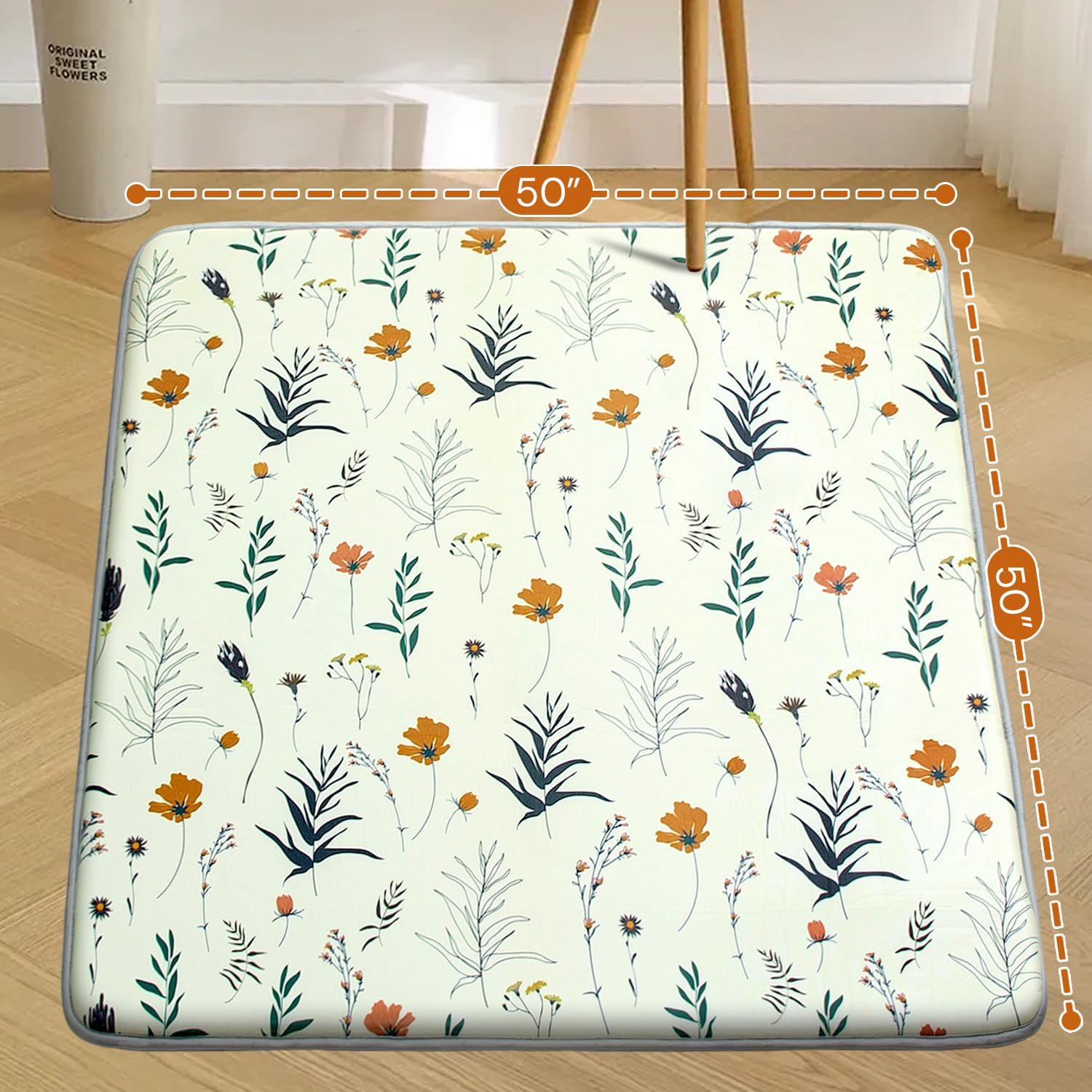 Wirhao baby play mat with thick foam padding provides soft cushioning.