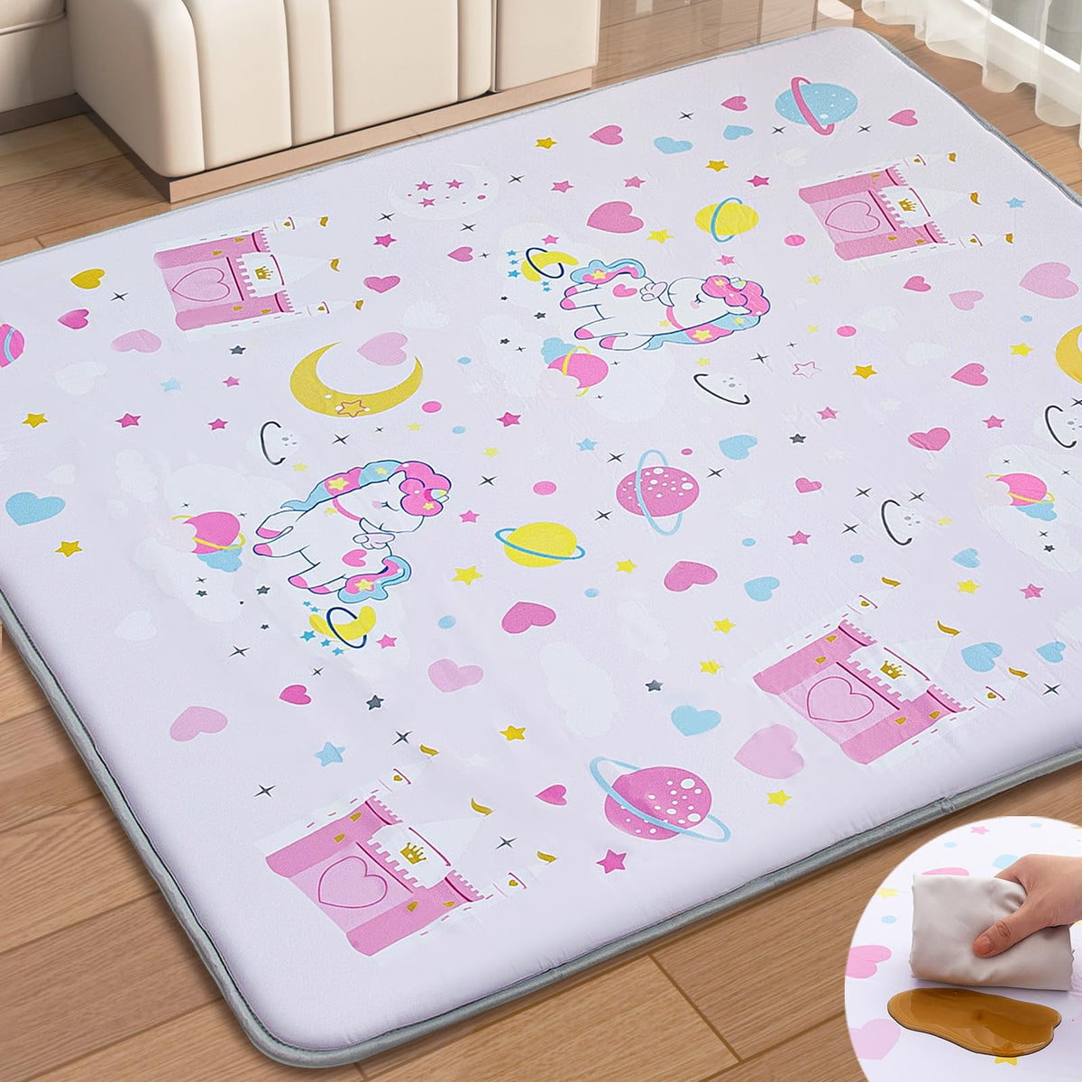 Wirhao Baby Play Mat waterproof top view for quick cleanups