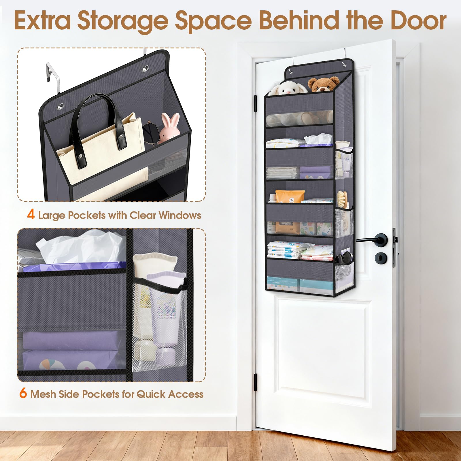 WiseLife easy-installation hooks demonstrate quick setup without door damage.