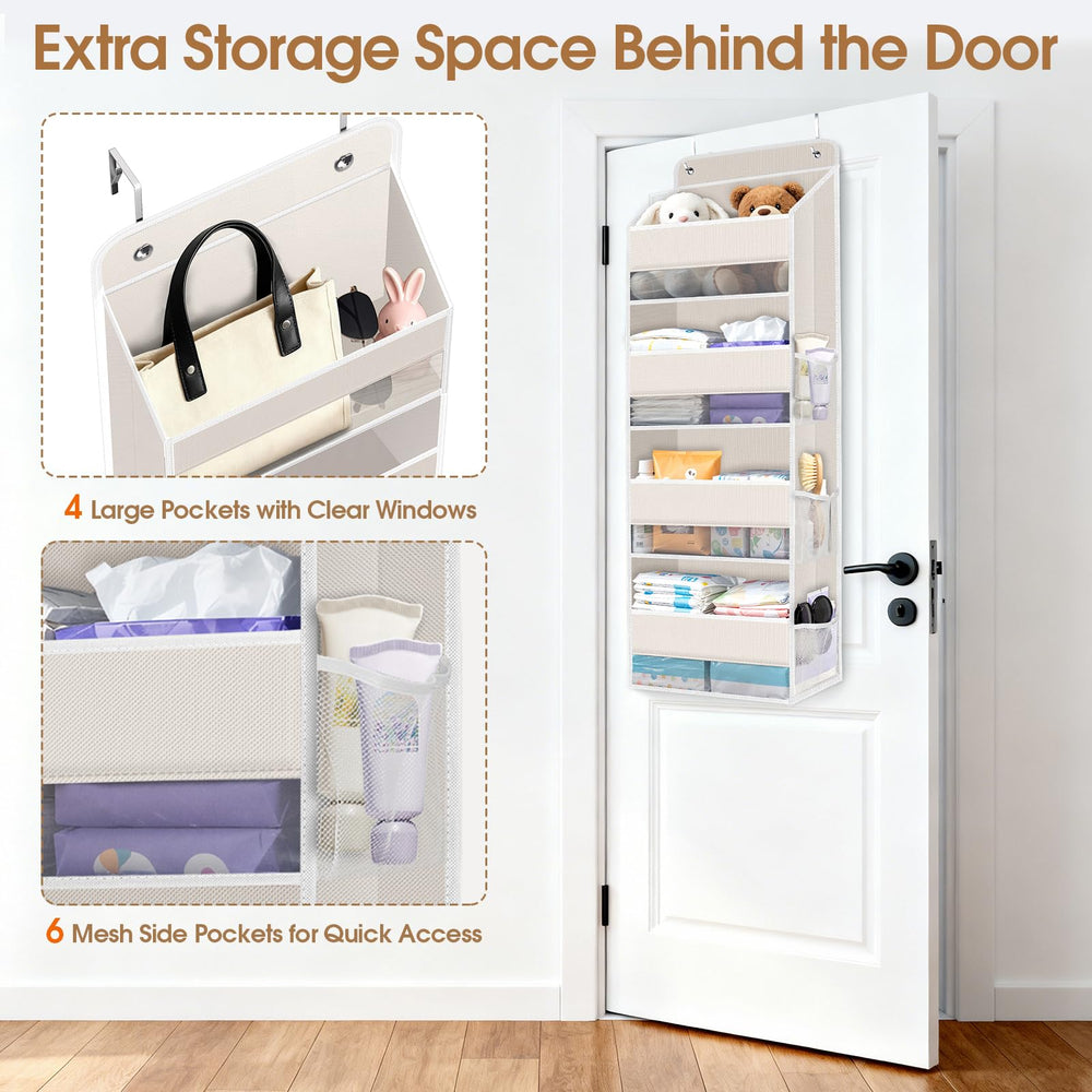WISELIFE door organizer on door showing tool-free installation