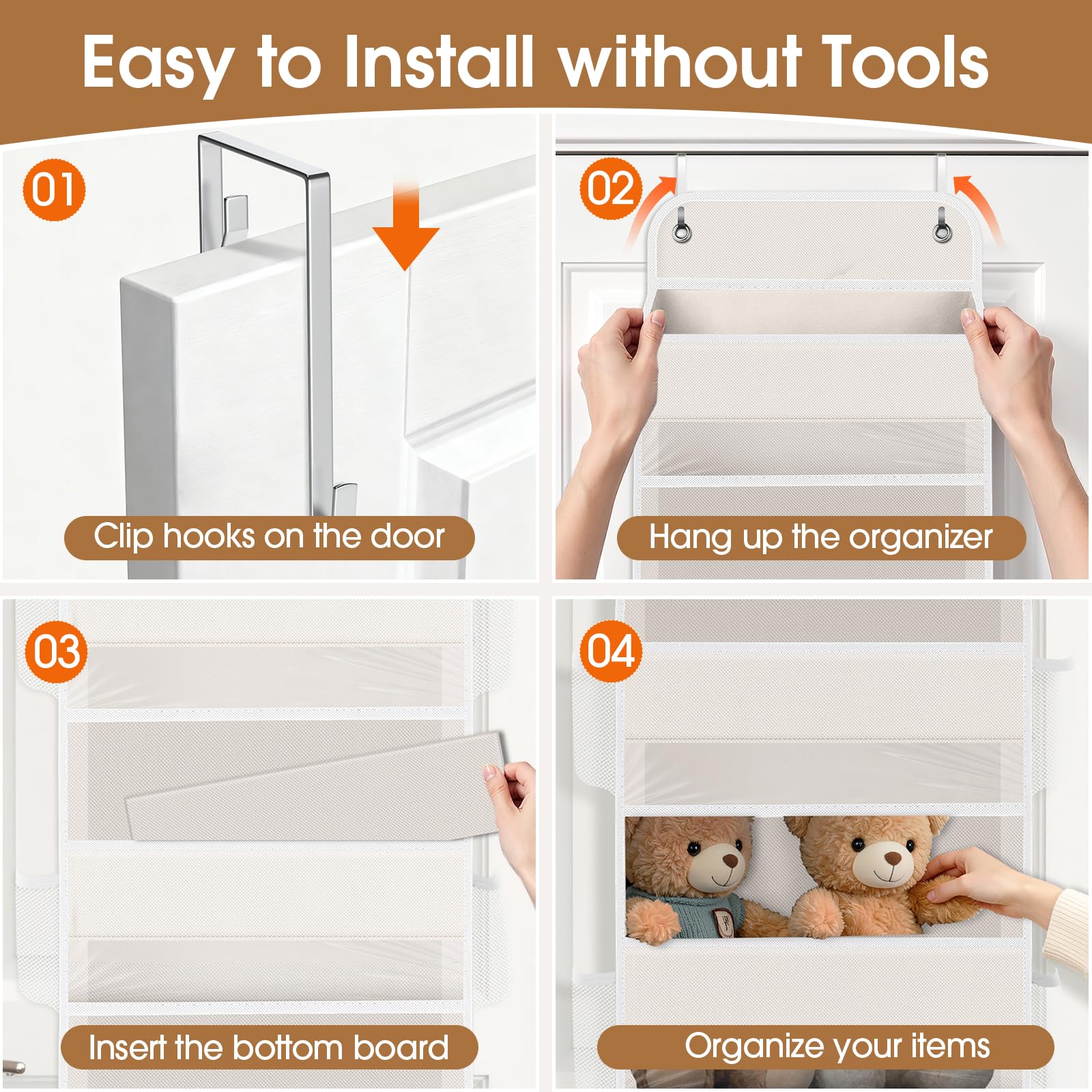 WISELIFE door organizer with six mesh side pockets for easy access
