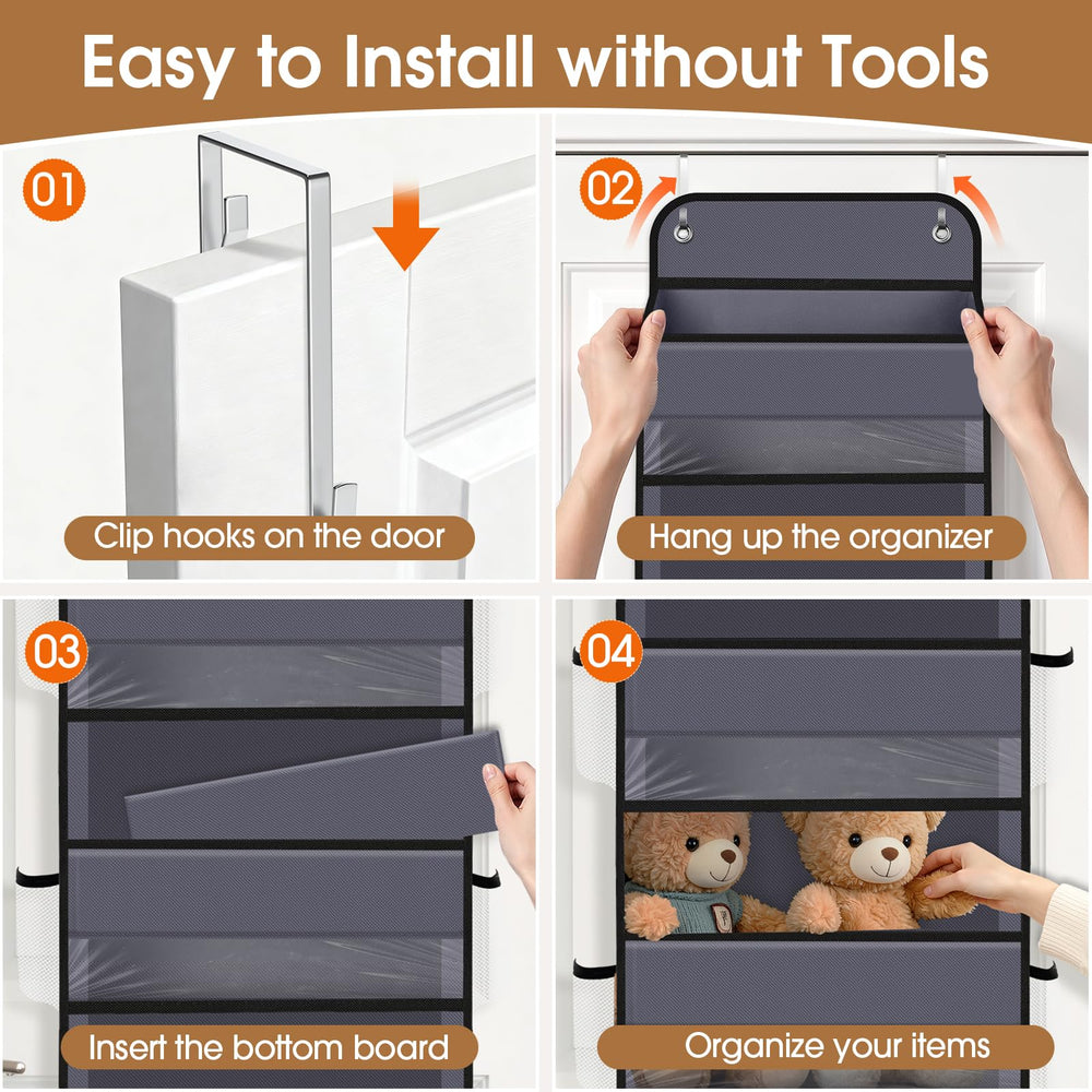WiseLife over-the-door organizer features six mesh side pockets for breathable storage.