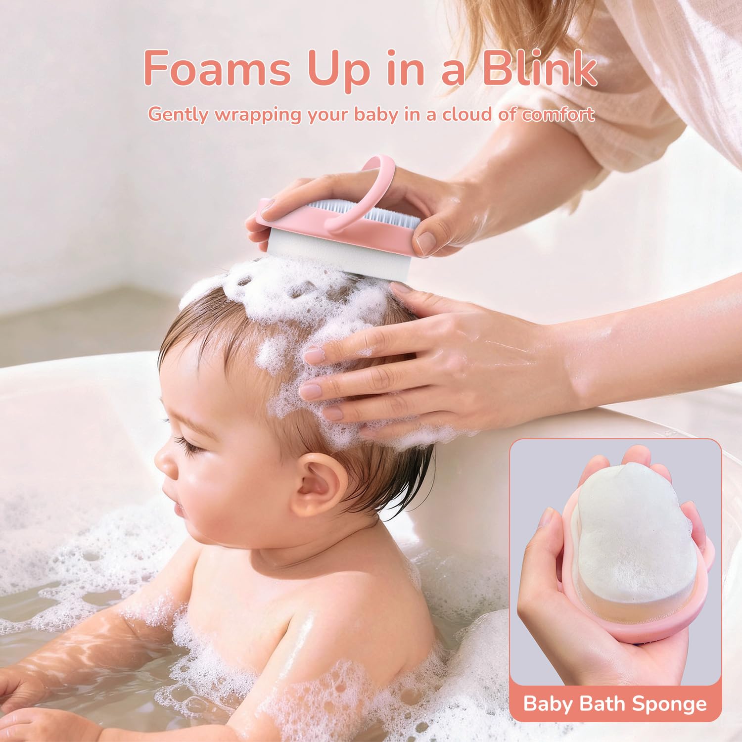 Wishbird foam bath sponge helps rinse and refresh skin during gentle baths.