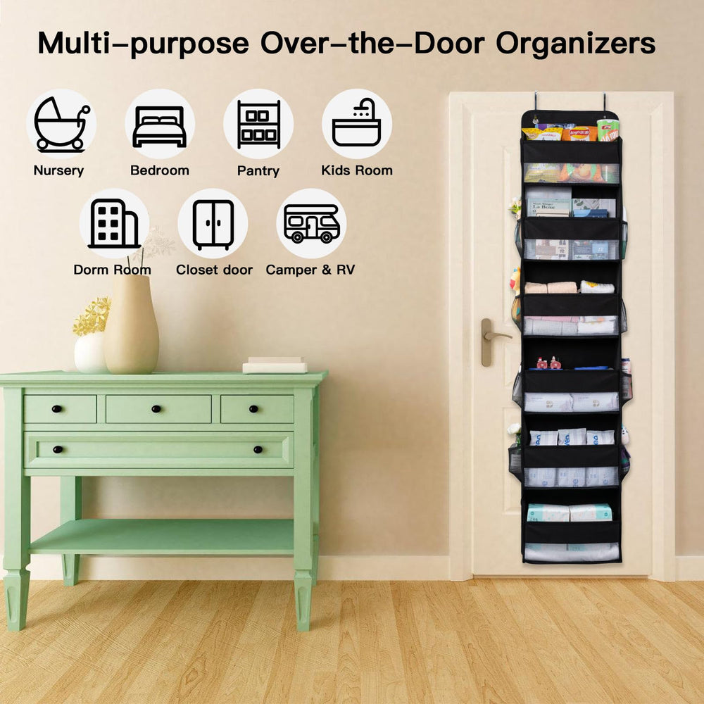 WishJazz behind door storage keeps nursery essentials visible and reachable.