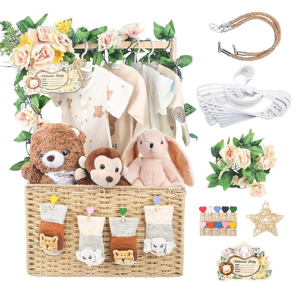 Wisreach wooden baby shower crate with frame for gift display