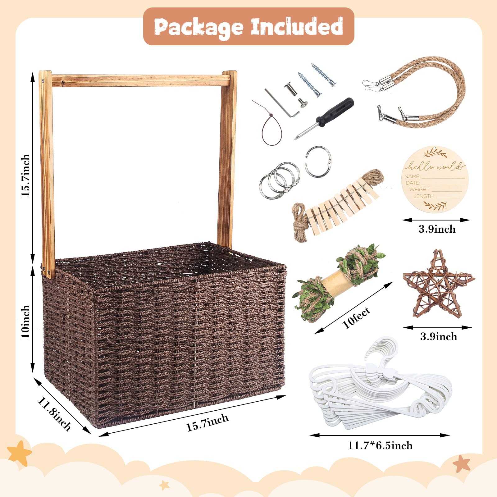Wisreach foldable handwoven basket shown folded for space-saving storage.