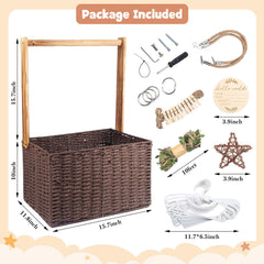 Wisreach foldable handwoven basket shown folded for space-saving storage.