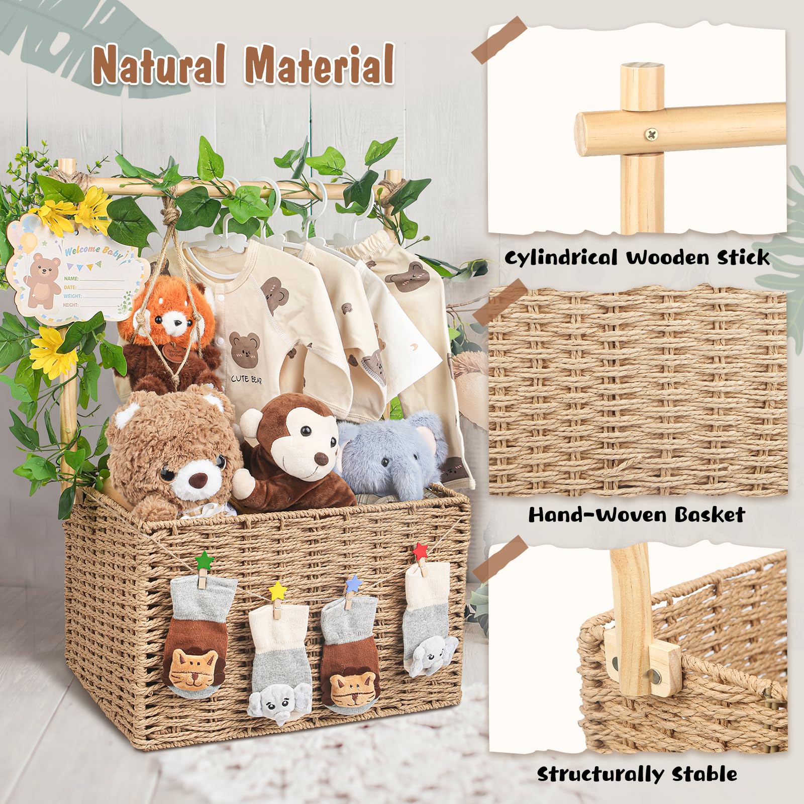 Wisreach hanging basket kit for baby shower, ready to organize nursery items.