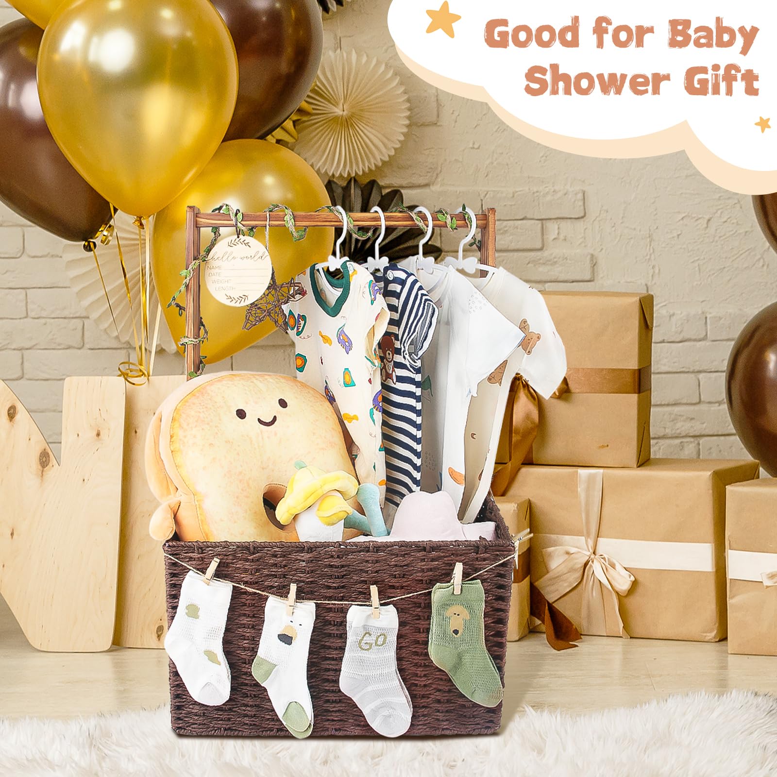 Wisreach ready-to-use baby shower crate in natural finish for gifts.