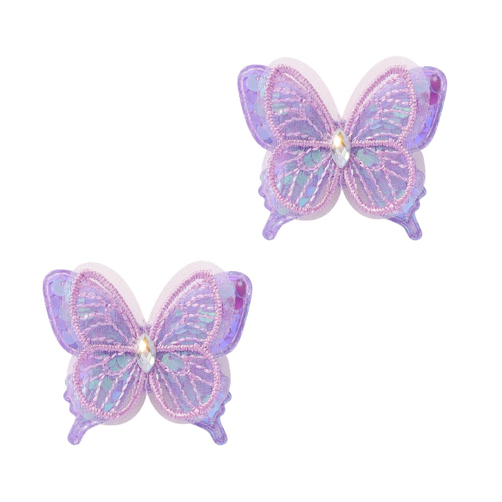 Wistamik butterfly hair clip purple with sequin detail adds subtle sparkle for daily outfits.