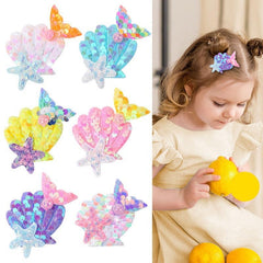 Wistamik mermaid-shaped sequin hair clip in pastel pink adds whimsy for party-ready looks.