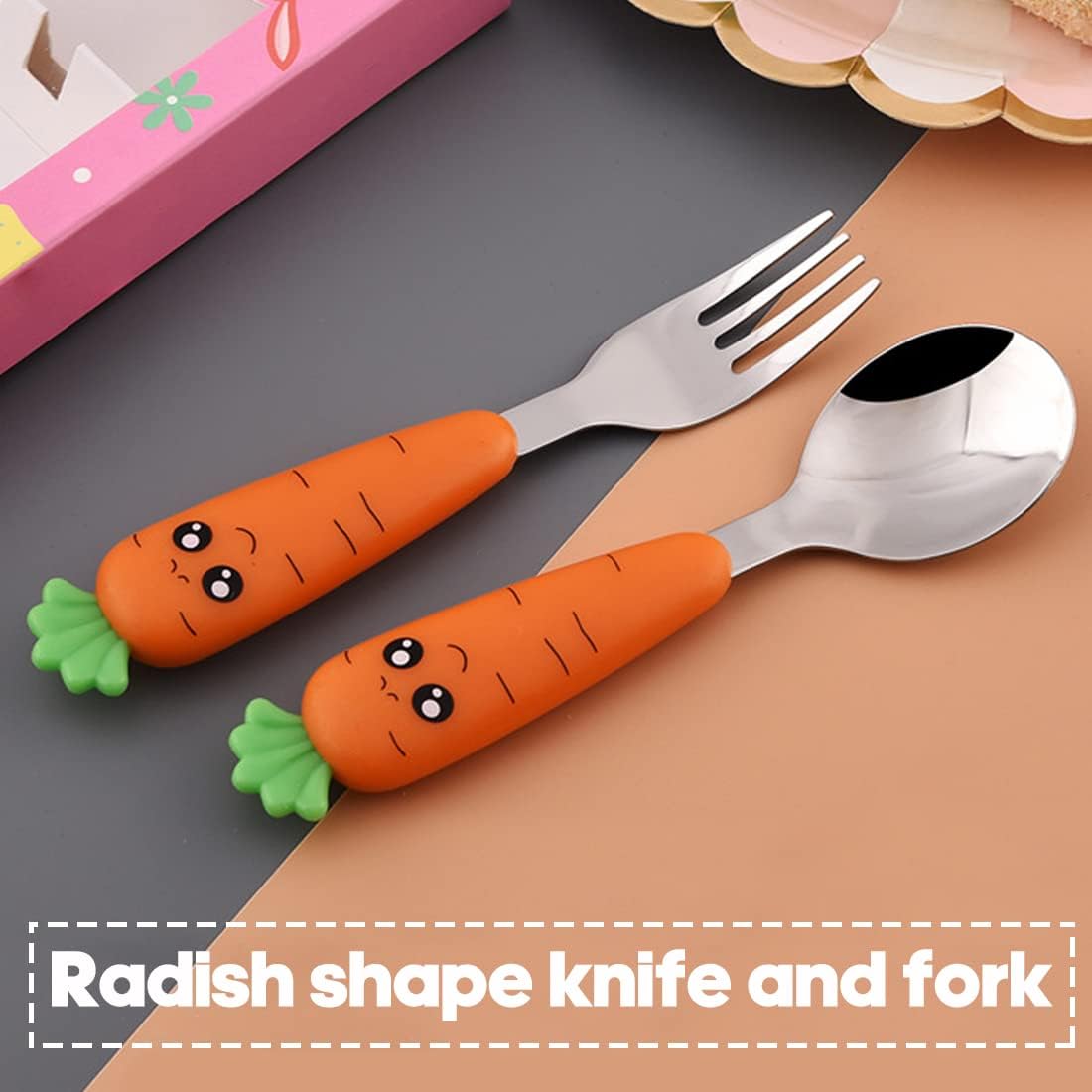WitBicg carrot-design spoon with ergonomic handle promotes comfortable dining.