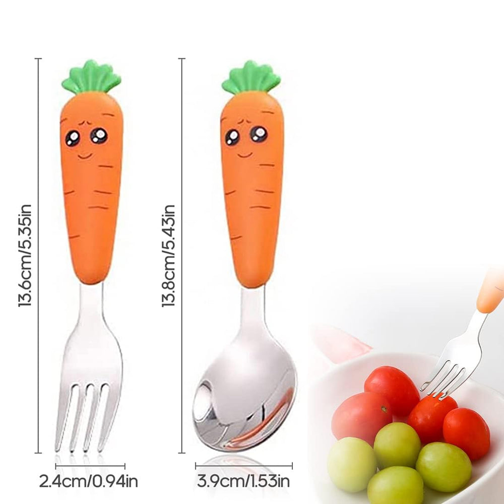 WitBicg travel cutlery fork in silver designed for secure toddler self-feeding.