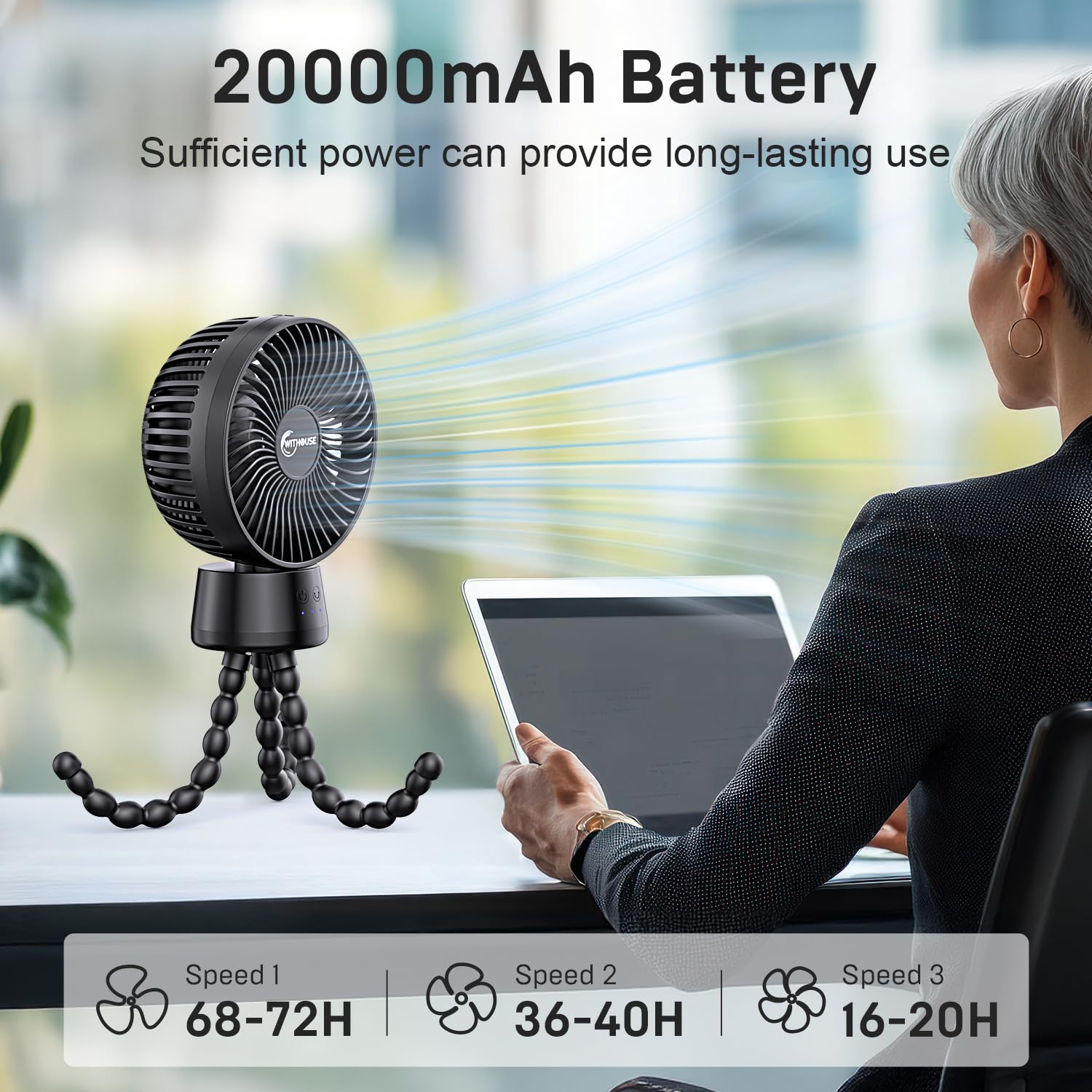 WITHOUSE 120-degree auto oscillation distributes air evenly