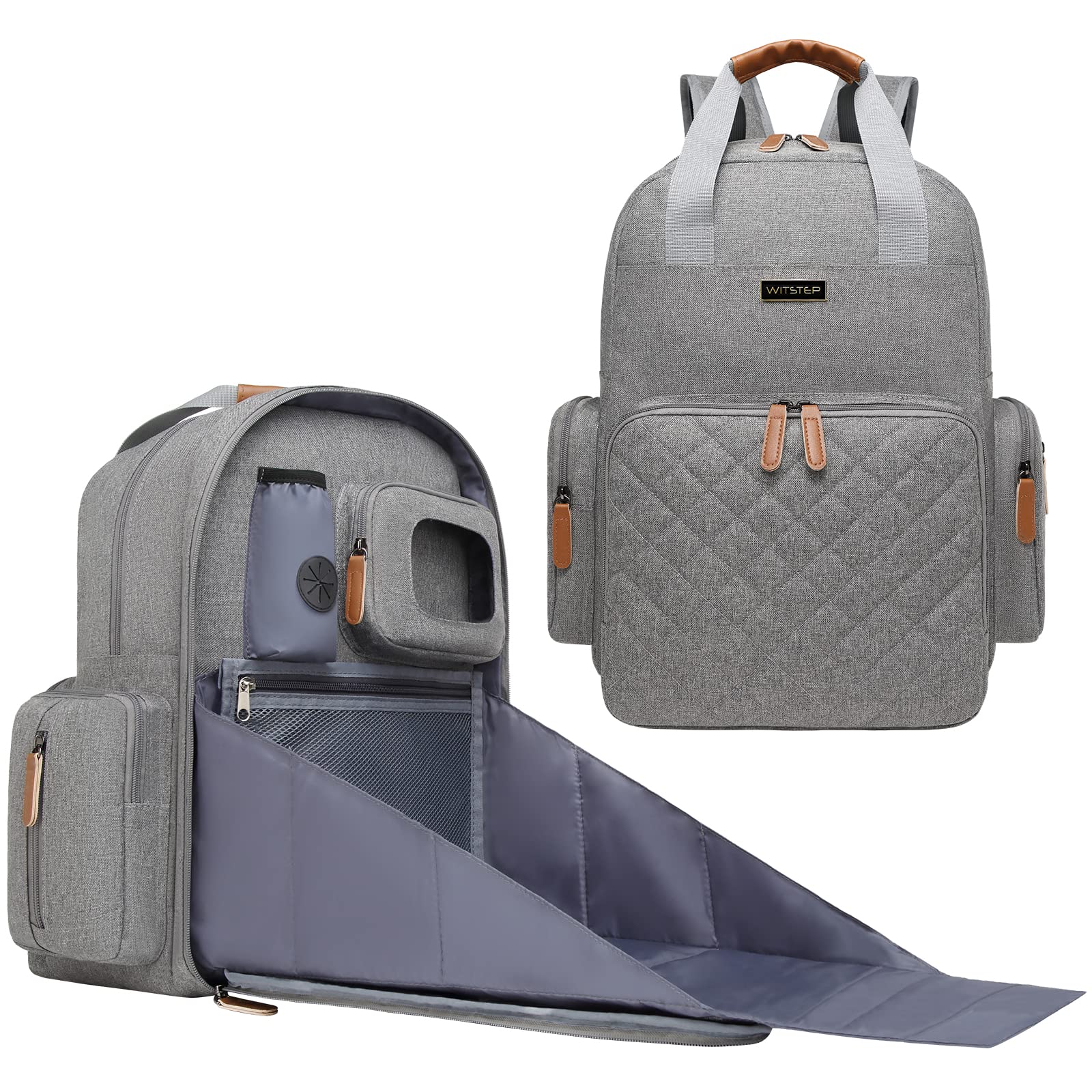WITSTEP diaper bag with changing-station unfolded for easy on-the-go diaper changes