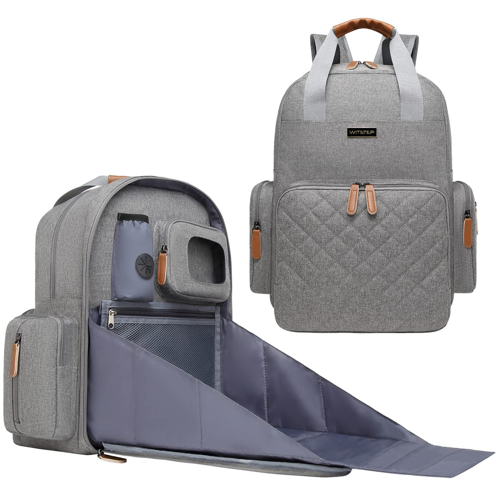 WITSTEP diaper bag with changing-station unfolded for easy on-the-go diaper changes