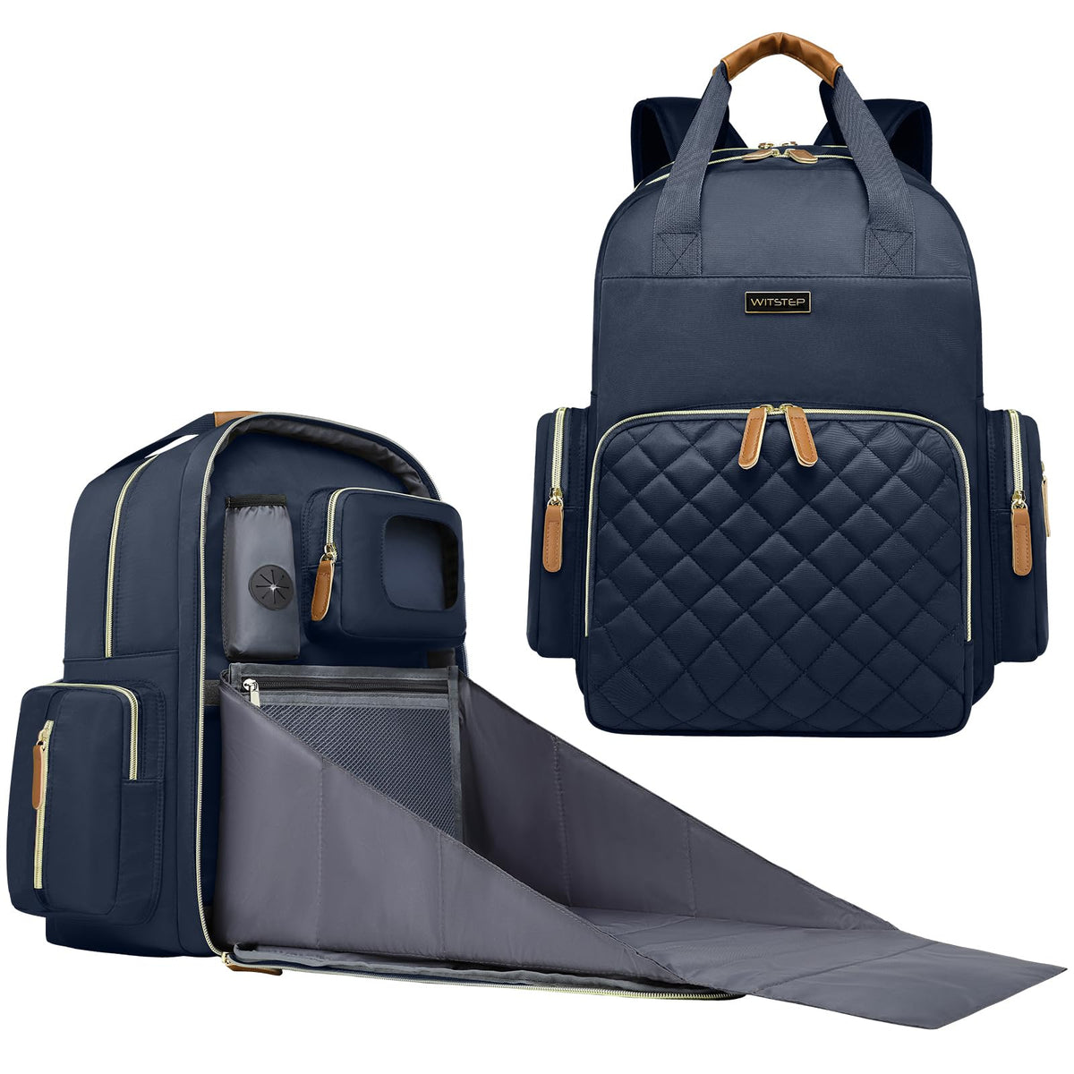 WITSTEP diaper bag backpack with changing station for on-the-go diaper changes