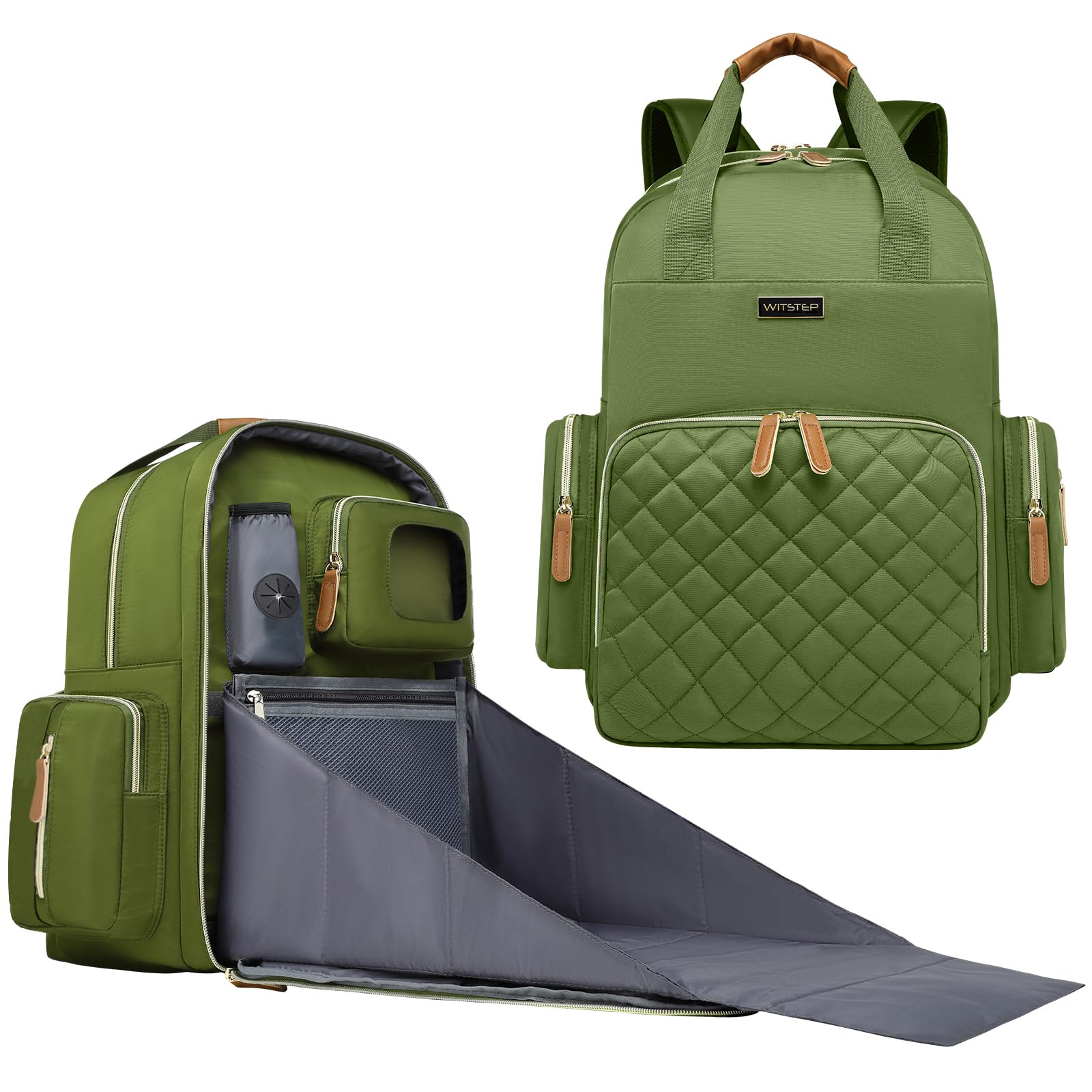 WITSTEP diaper bag backpack with changing station for on-the-go diaper changes.