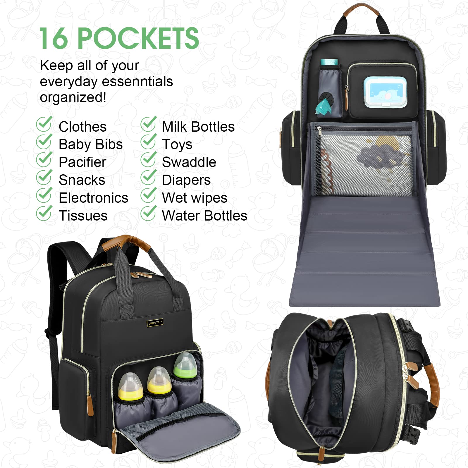 WITSTEP diaper bag changing pad detached and ready for outdoor diaper changes
