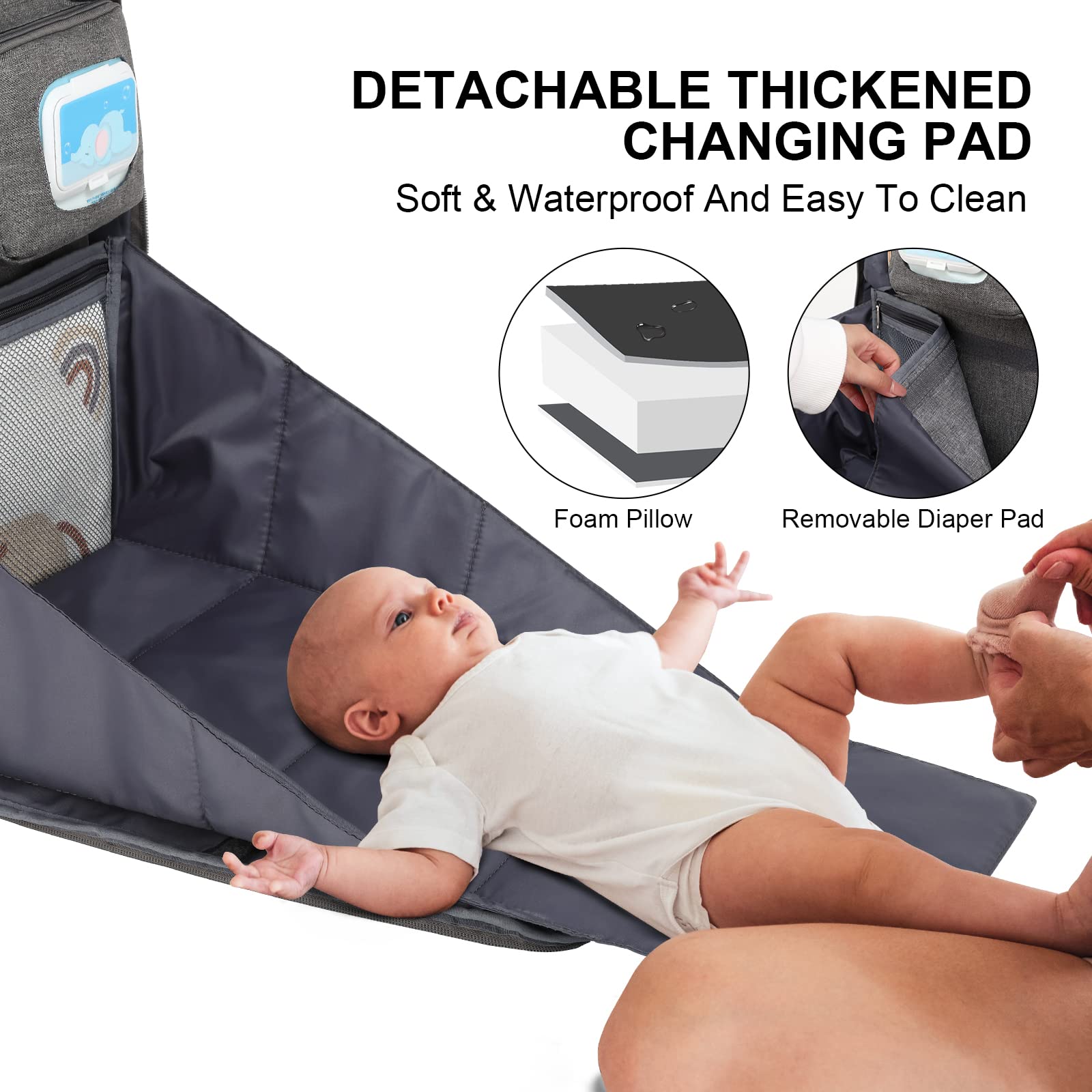 WITSTEP diaper bag main-compartment spacious enough for baby items and a laptop