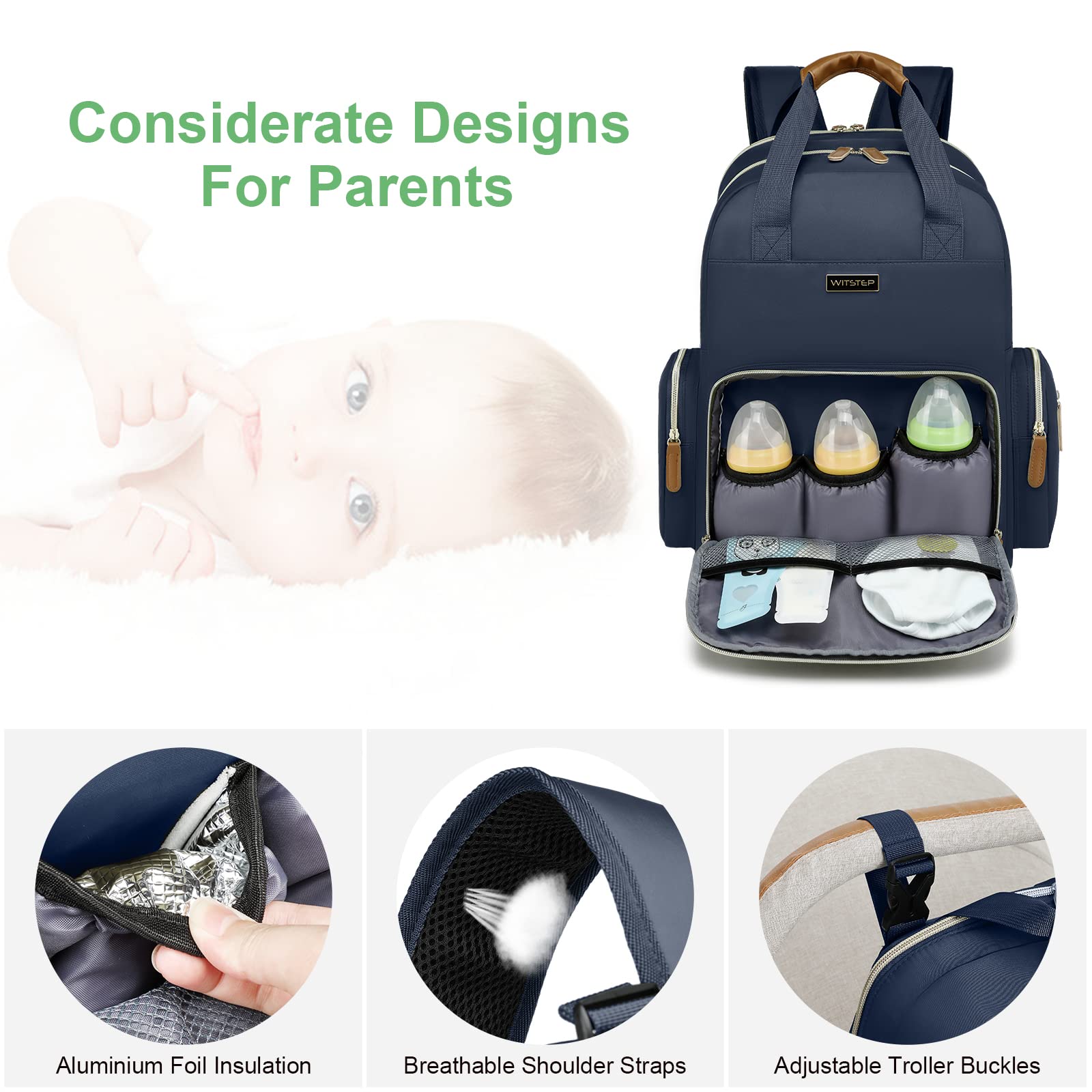 WITSTEP side pockets store tissues and a water bottle for quick access