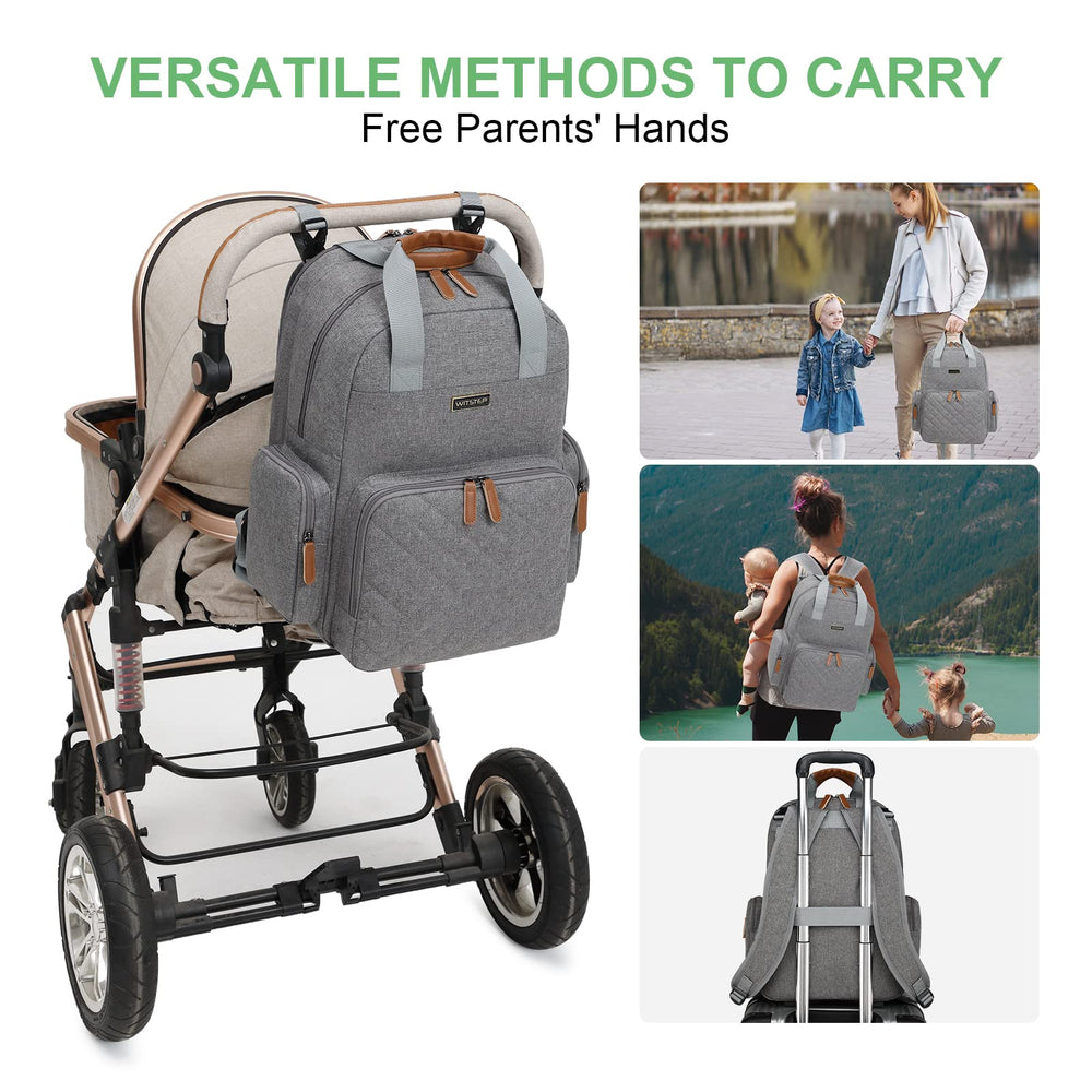 WITSTEP diaper bag stroller-buckle compatible for hands-free strolling